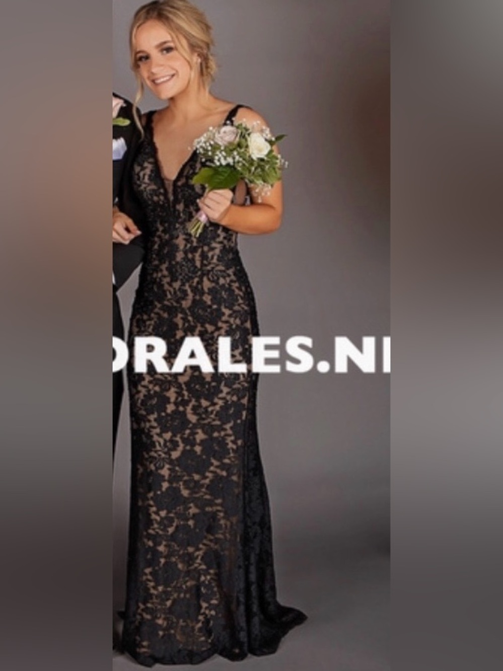 Jovani Black/Nude Lace Mermaid Prom Dress Size 2 - Picture 5 of 6